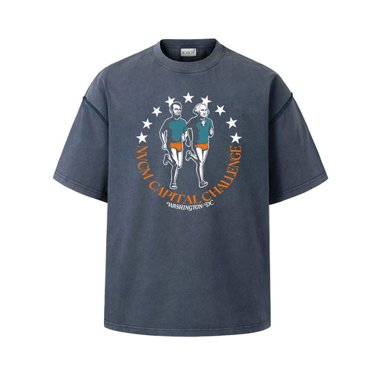 NOVACAM Running Graphic Print Washed Short Sleeve Tee | Face 3 Face