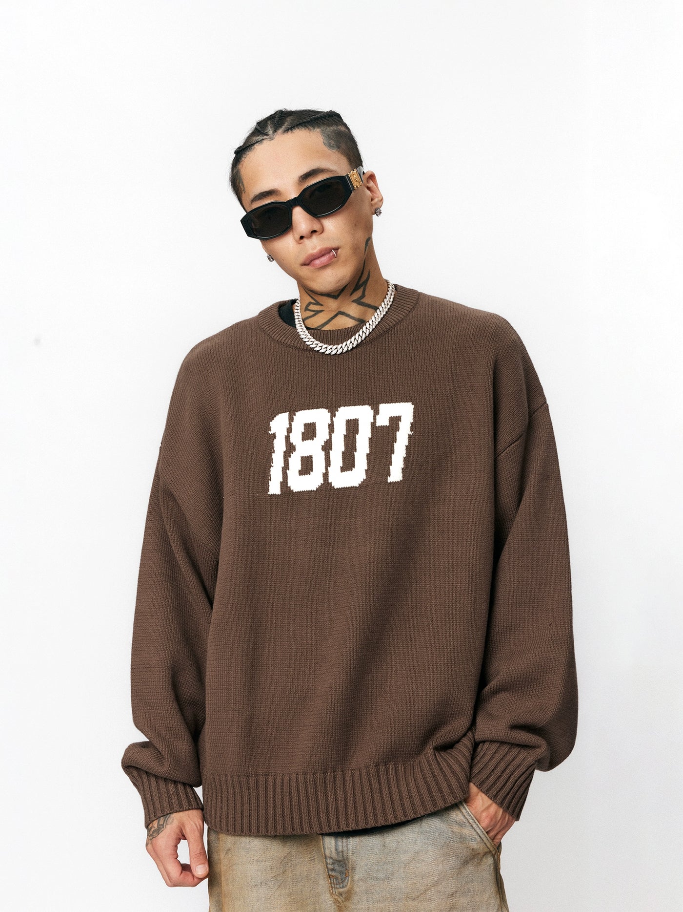 1807 Chenille Logo Jacquard Knit Sweater | Face 3 Face