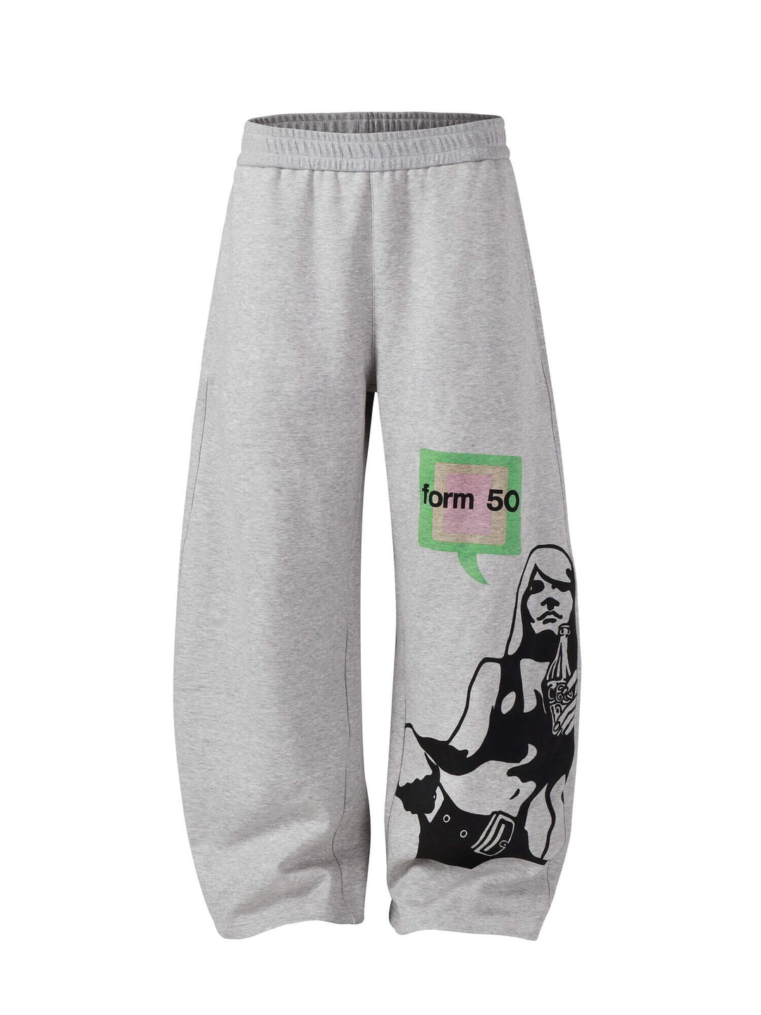 NOVACAM Portrait Graphic Print Curved Baggy Sweatpants | Face 3 Face