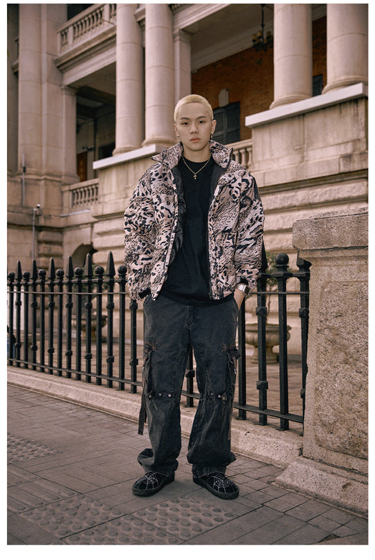 Remedy x STA STARMD SR Logo Leopard Print Hooded Mountain Jacket | Face 3 Face