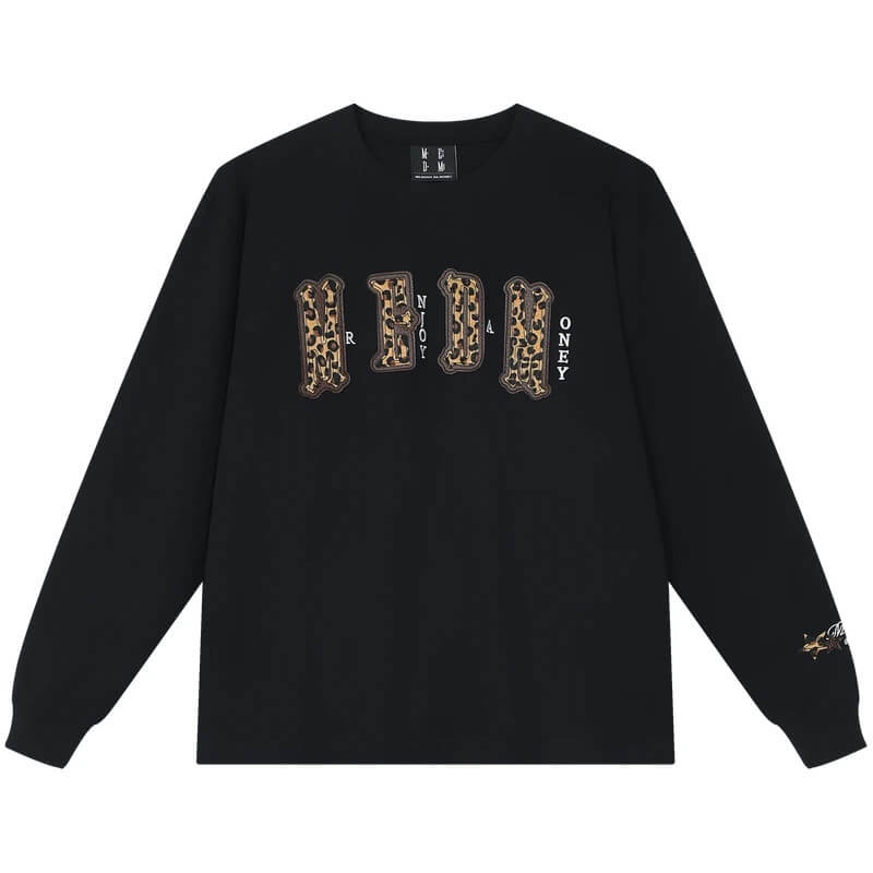 MEDM Leopard Print Logo Patch Long Sleeve Tee | Face 3 Face