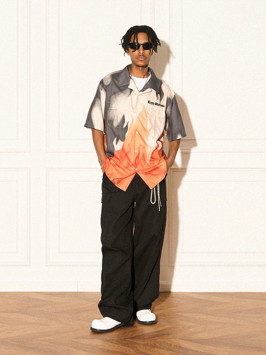 EMPTY REFERENCE Flame Ashes Pocket Short Sleeve Shirt