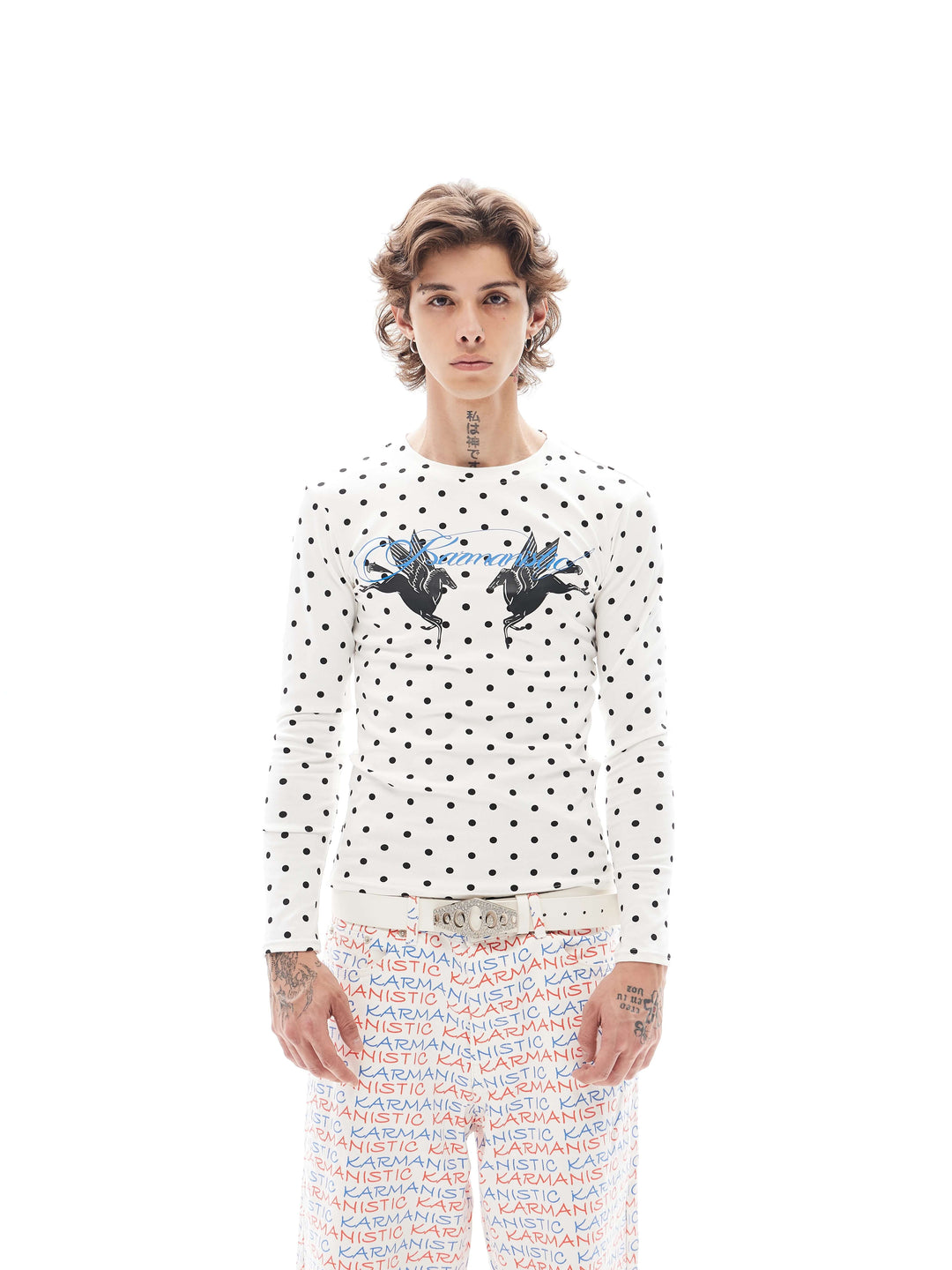 KARMANISTIC All Over Dot Chest Pegasus Print Long Sleeve Tee | Face 3 Face