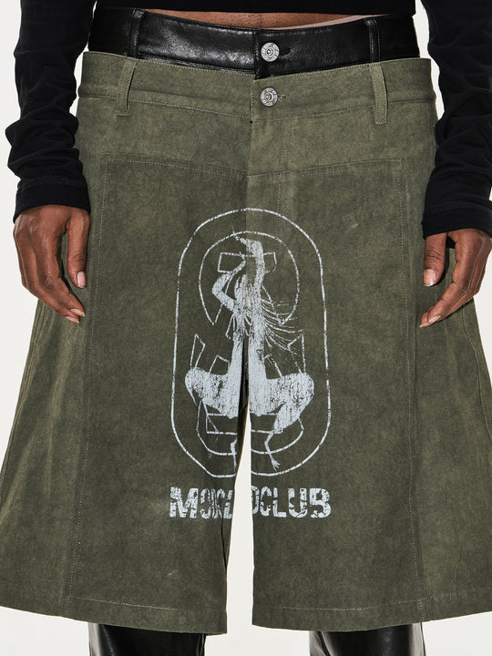 BLIND NO PLAN Double-Layer Dirty-Dye Printed Leather Pants | Face 3 Face