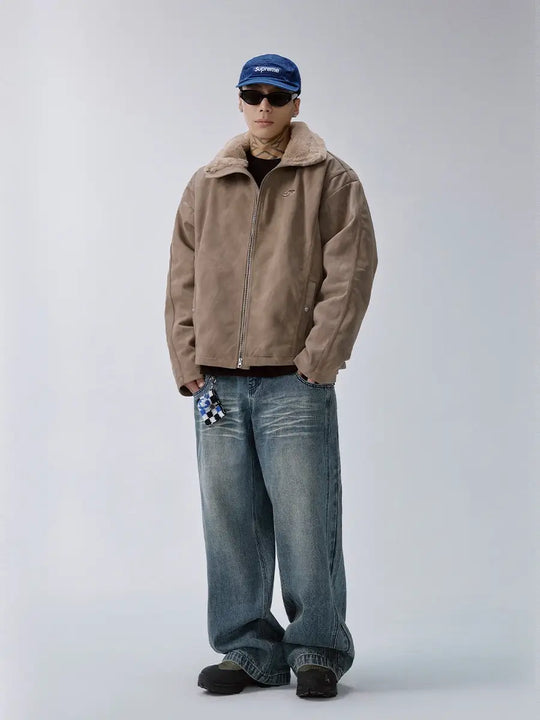 F2CE Long Fur Lined Suede Jacket | Face 3 Face