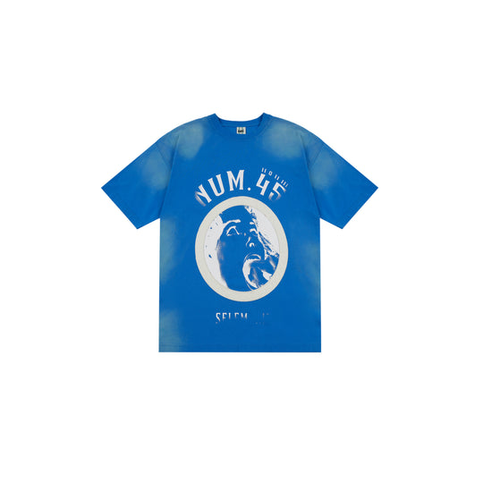 S45 Portrait Slogan Printing Washed Old Tee | Face 3 Face