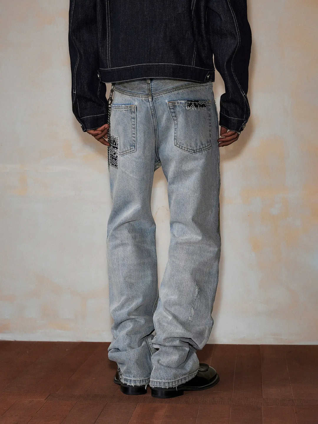 MEDM Washed Frayed Paisley Patch Jeans | Face 3 Face