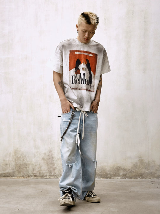 Remedy Back Pocket 3D Design Washed Hole Jeans | Face 3 Face