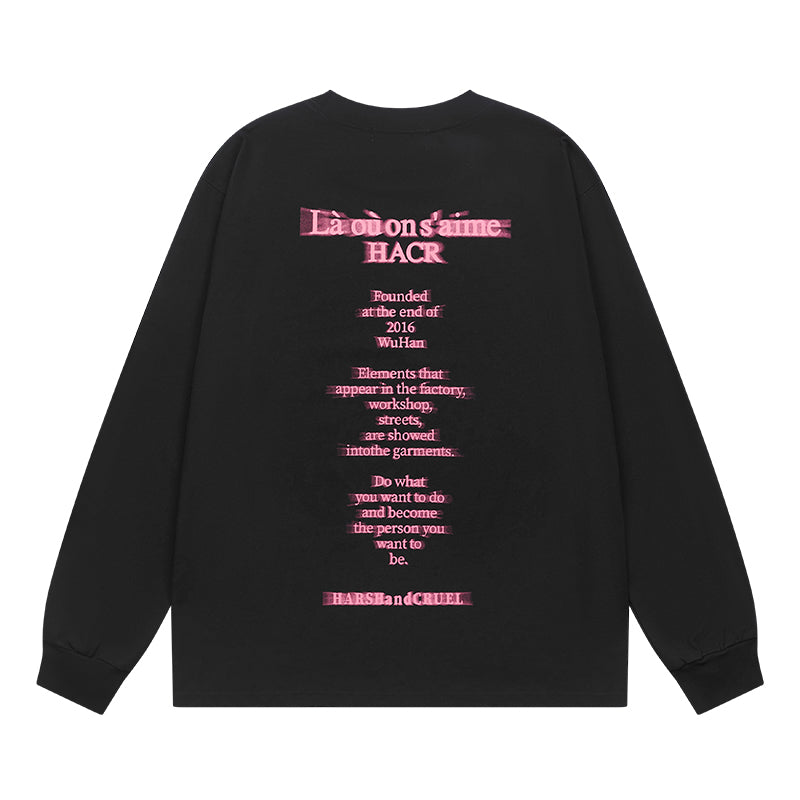 Harsh and Cruel Phantom Pink Color Clash Long Sleeve Tee