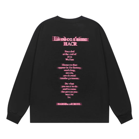 Harsh and Cruel Phantom Pink Color Clash Long Sleeve Tee