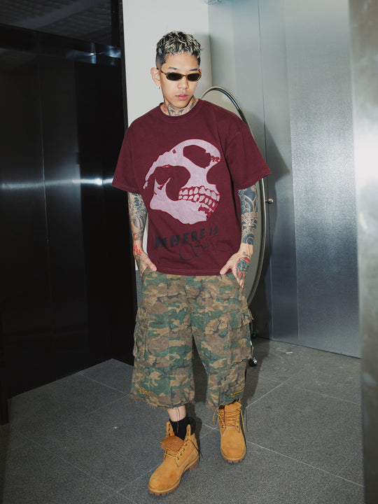 S45 Patch Skull Washed Logo Embroidery Tee | Face 3 Face