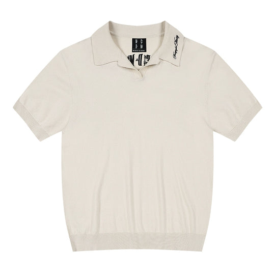 MEDM Handwriting Embroidery Knit Polo | Face 3 Face