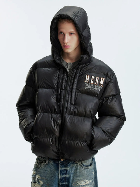 MEDM Leopard Leather Patch Puffer Jacket | Face 3 Face
