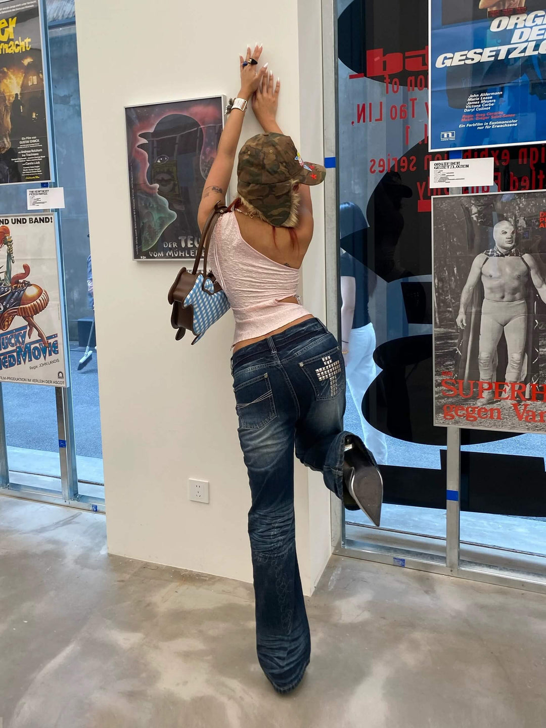 Night Lab Rock Studded Whisker Washed Flared Jeans | Face 3 Face