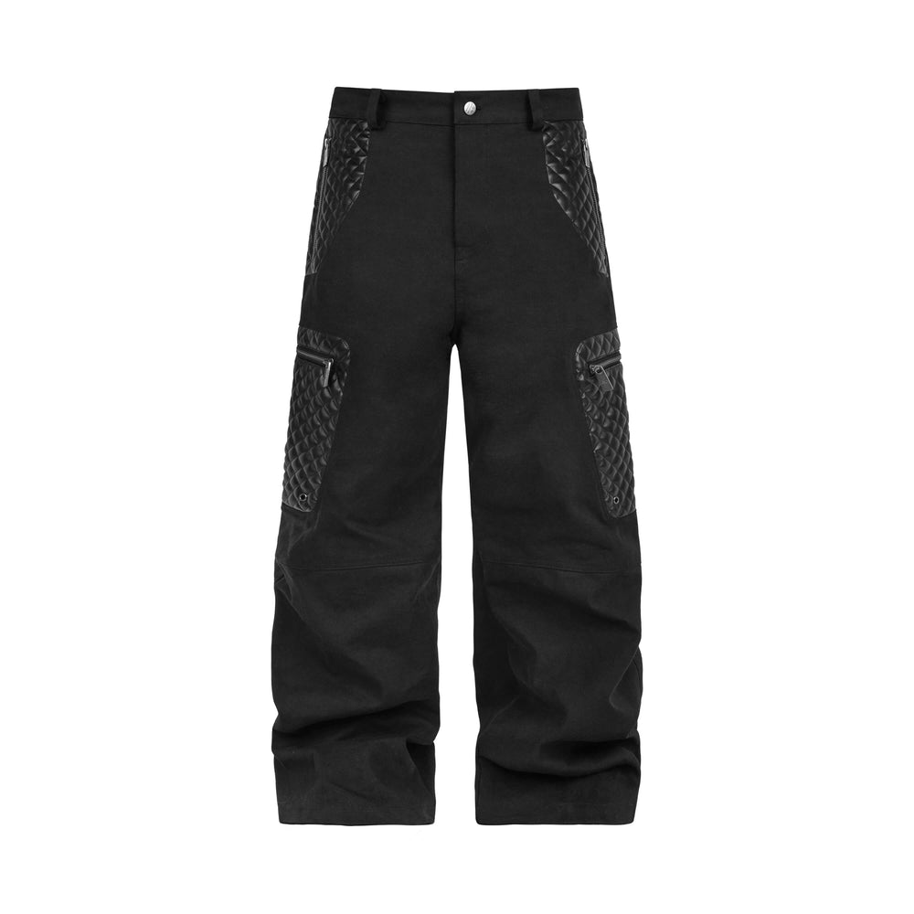 ANTIDOTE PU Leather Quilted Patchwork Cargo Pocket Work Pants | Face 3 Face