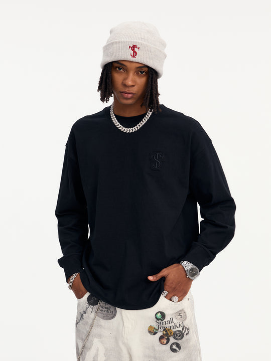 Small Town Kid Ring Patch Embroidery Long Sleeve Tee | Face 3 Face