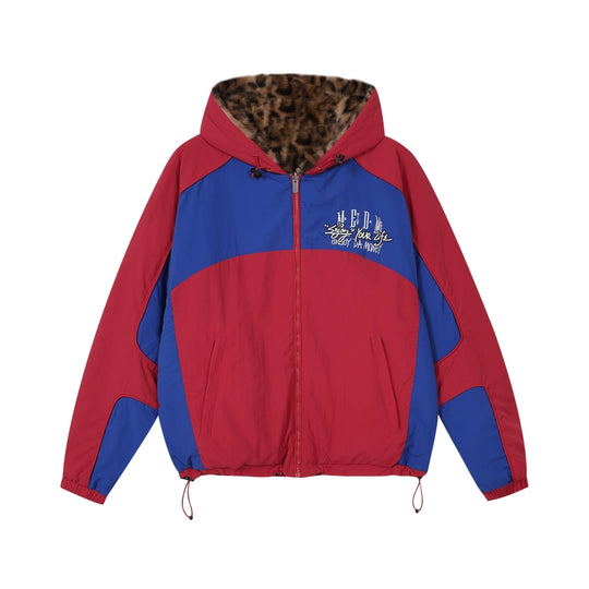 MEDM Reversible Leopard Fur Hooded Track Jacket | Face 3 Face
