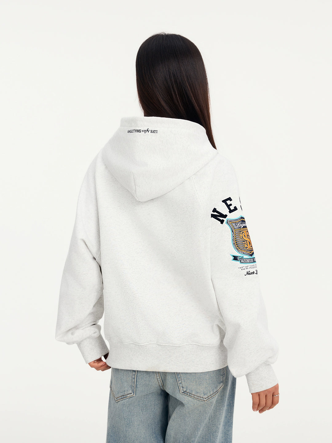 Small Town Kid Turquoise Studded Badge Embroidered Zip-Up Hoodie | Face 3 Face