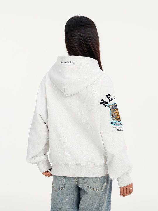 Small Town Kid Turquoise Studded Badge Embroidered Zip-Up Hoodie | Face 3 Face