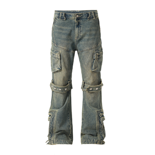 JHYQ Studs Strapped Work Denim Jeans