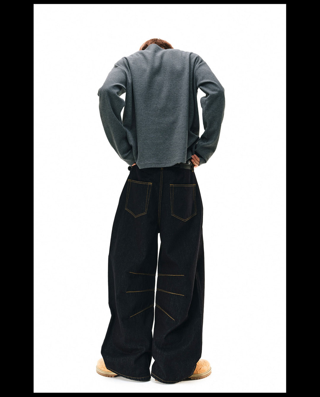 NOVACAM Yellow Stitch Baggy Jeans | Face 3 Face