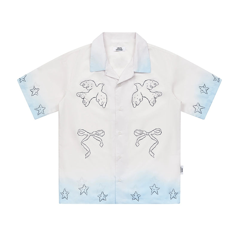 EMPTY REFERENCE Gradient Pigeon Print Short Sleeve Shirt | Face 3 Face
