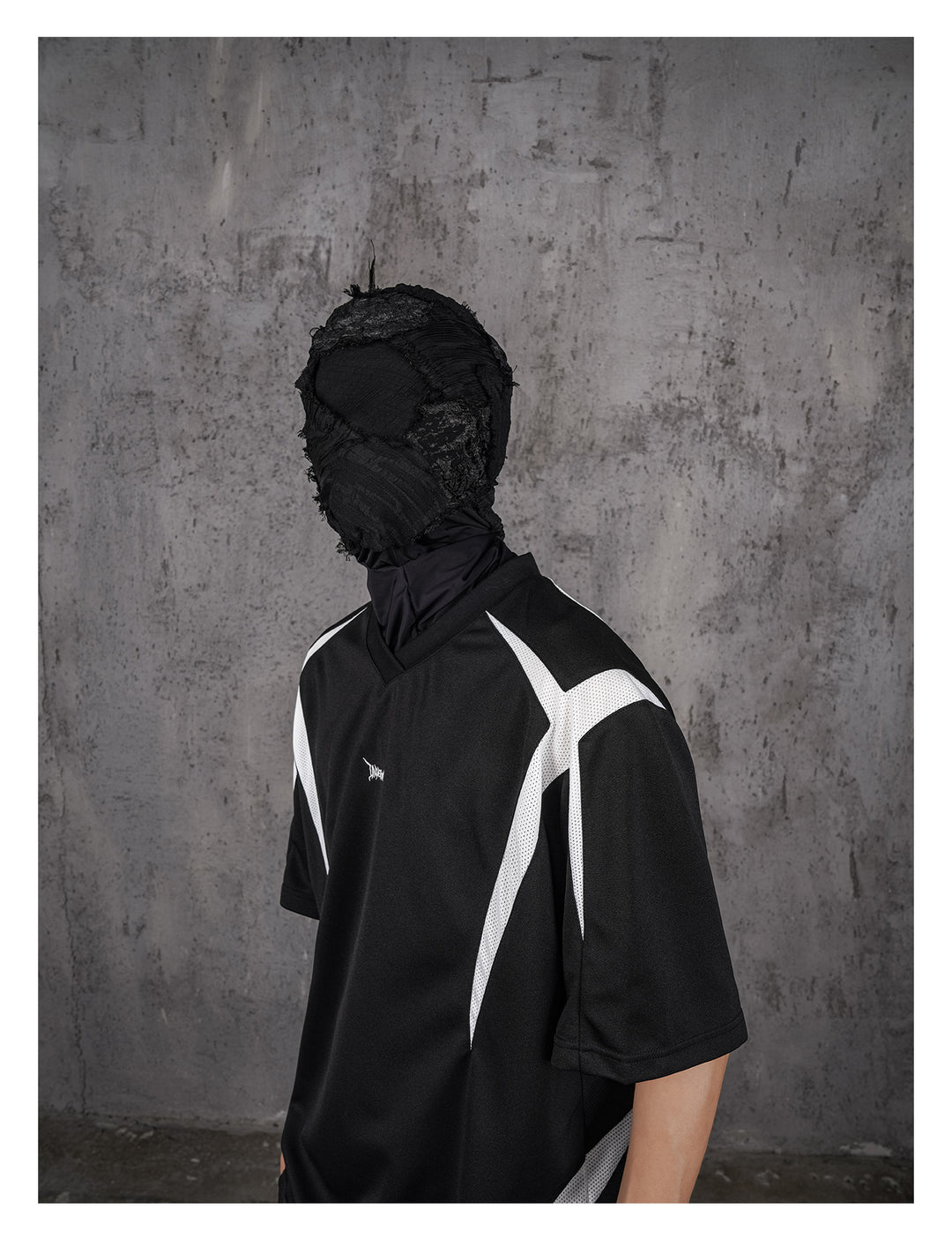 UNDERWATER Black and White Deconstructed Patchwork Embroidered Jersey Tee | Face 3 Face