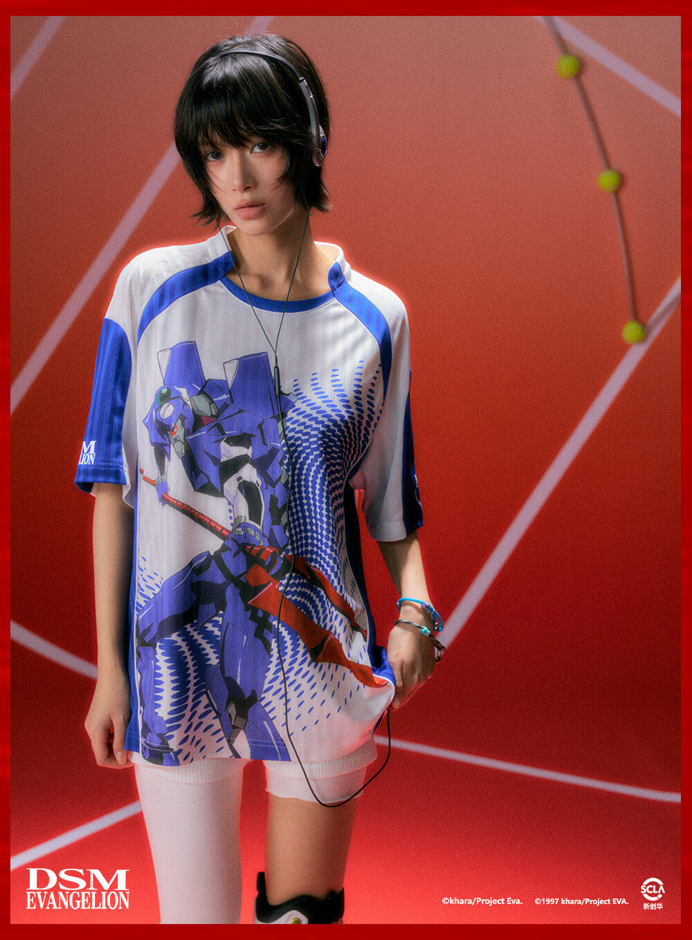 DSM x EVA Unit Graphic Print Striped Short Sleeve Soccer Jersey