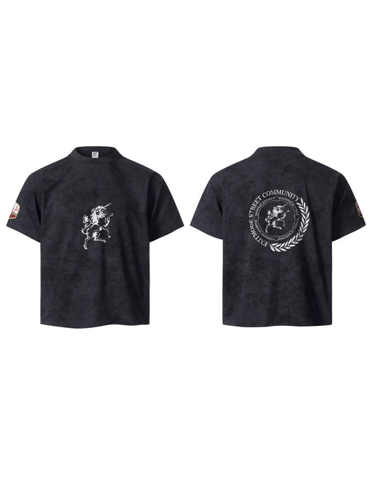 EXITMODE BY BLIND NO PLAN Wax Print Emblem Patch Washed Short Sleeve Tee | Face 3 Face