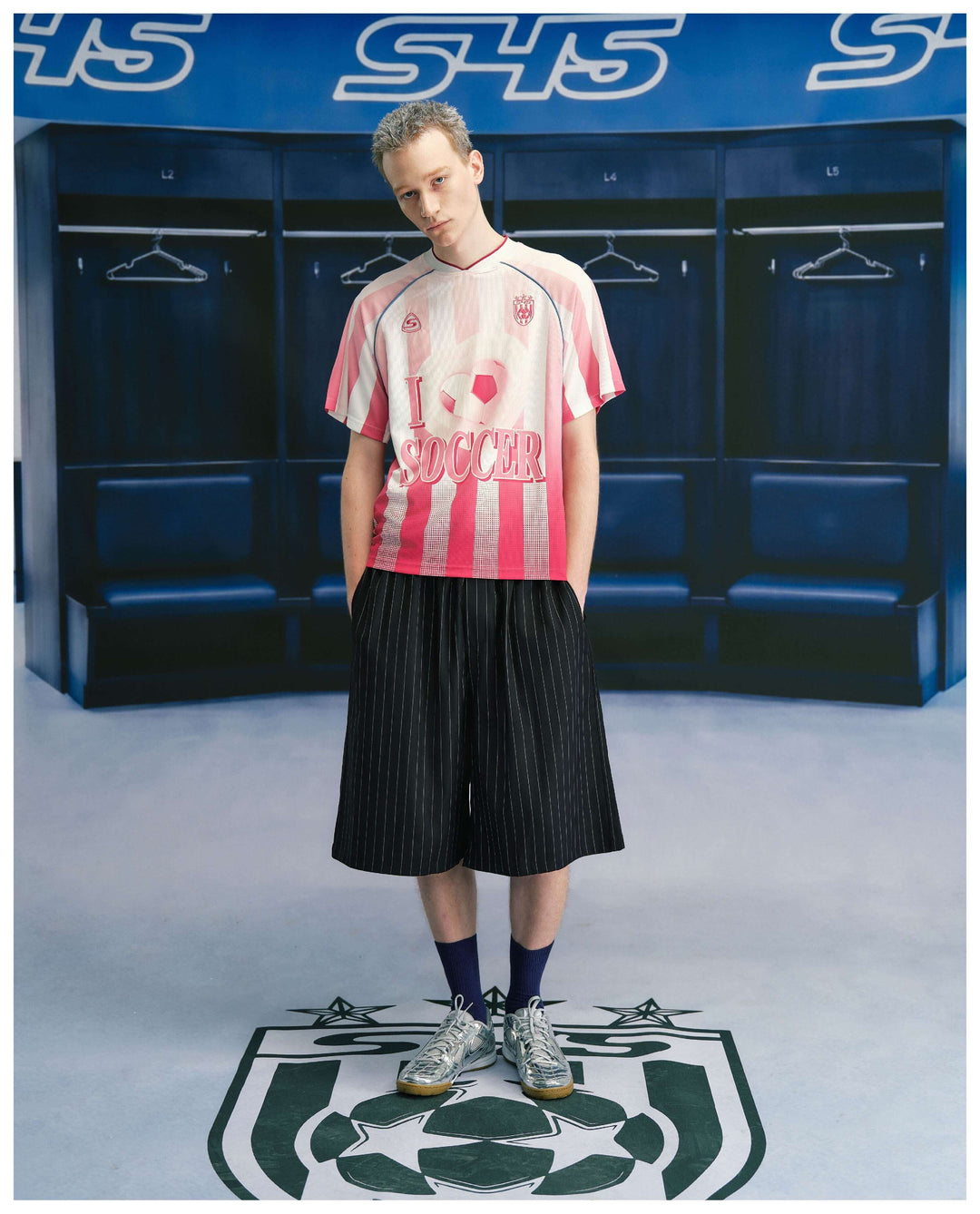 S45 Gradient Heart Striped Short Sleeve Soccer Jersey | Face 3 Face