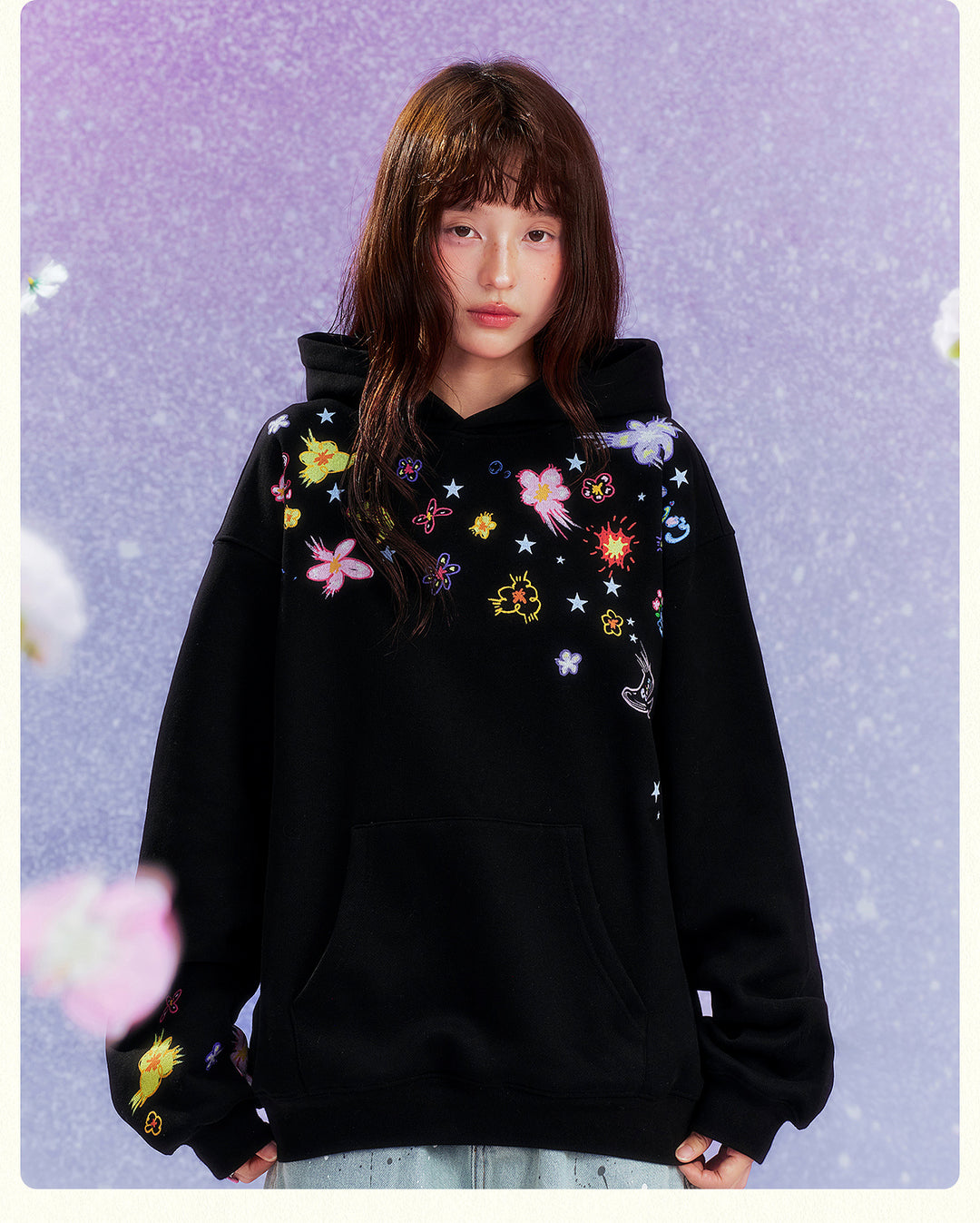 MEDM Graffiti Flower Print Hoodie | Face 3 Face