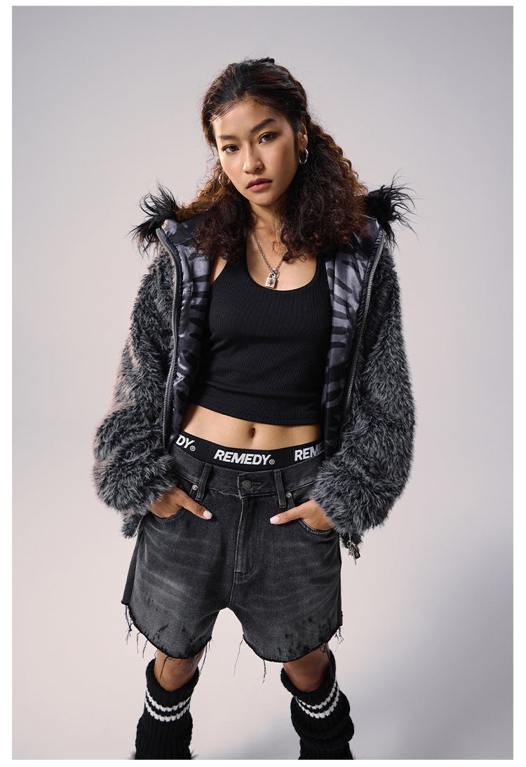 Remedy Faux Fur Mohawk Hooded Jacket | Face 3 Face