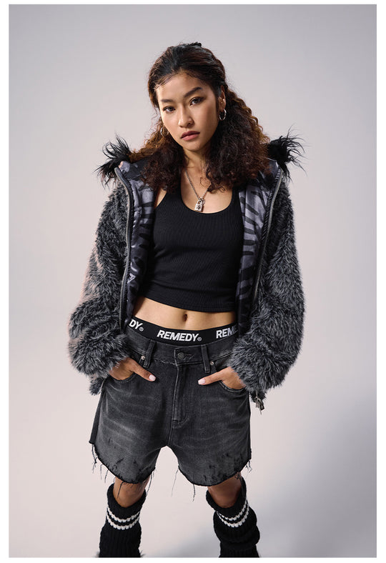 Remedy Faux Fur Mohawk Hooded Jacket | Face 3 Face
