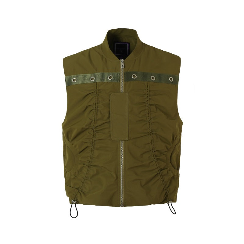 YADcrew Drawstring Pleated Sleeveless Vest