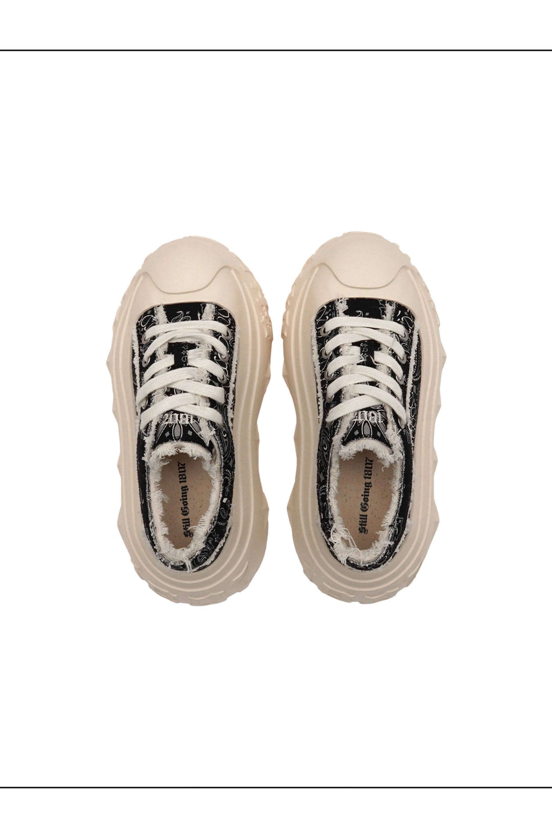 1807 INF-008 Gothic Lace Up Canvas Paisley Chunky Sneakers | Face 3 Face
