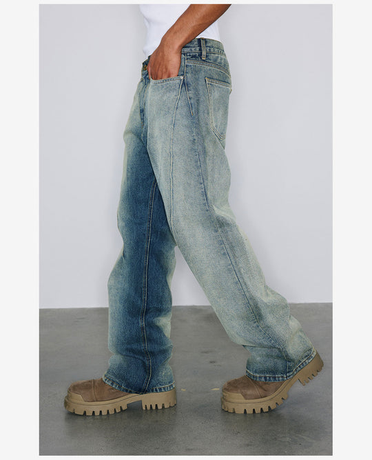 NOVACAM Heavy Washed Gradient Mud Dyed Stitched Flared Jeans | Face 3 Face