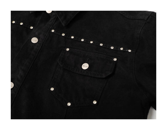 KARMANISTIC Diamond Studded Short Denim Jacket | Face 3 Face
