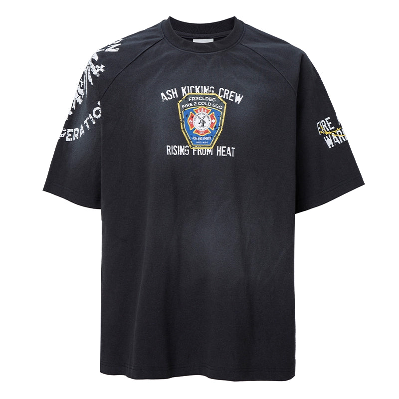 F2CE Washed Gradient Raglan Sleeve Printed Tee | Face 3 Face