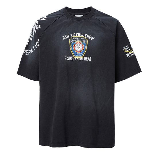 F2CE Washed Gradient Raglan Sleeve Printed Tee | Face 3 Face