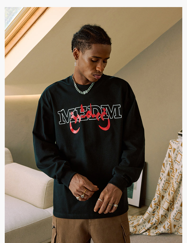 MEDM Arched Logo Handwritten Long Sleeve Tee | Face 3 Face