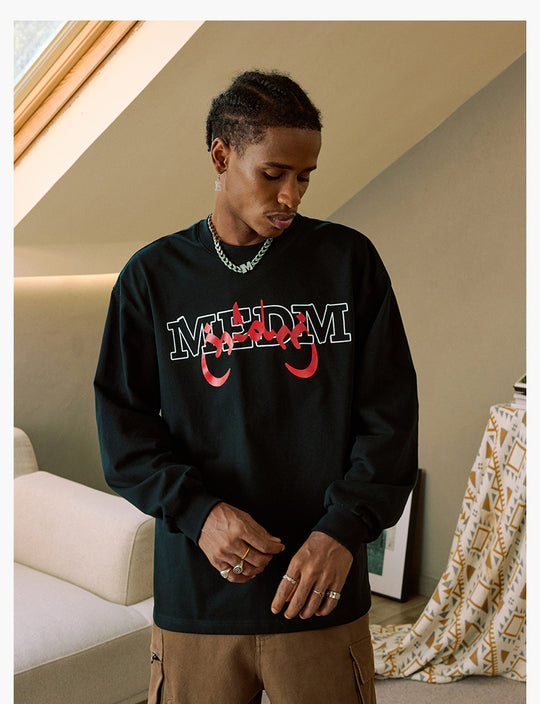 MEDM Arched Logo Handwritten Long Sleeve Tee | Face 3 Face