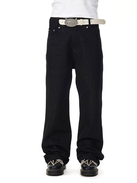 EVILKNIGHT(EK) Perforated Waistband Black Denim Jeans