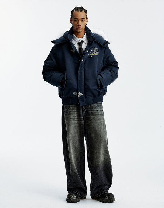 MEDM Detachable Fur Metal Snaps Down Jacket | Face 3 Face