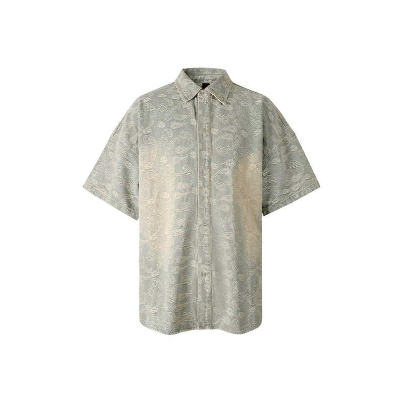 1807 Paisley Washed Denim Short Sleeve Shirt | Face 3 Face
