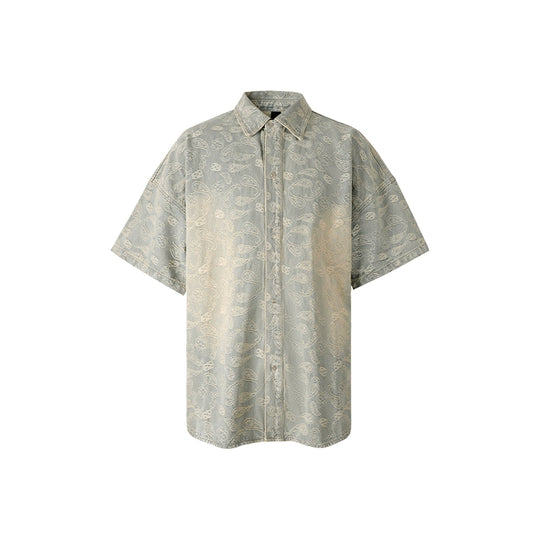 1807 Paisley Washed Denim Short Sleeve Shirt | Face 3 Face