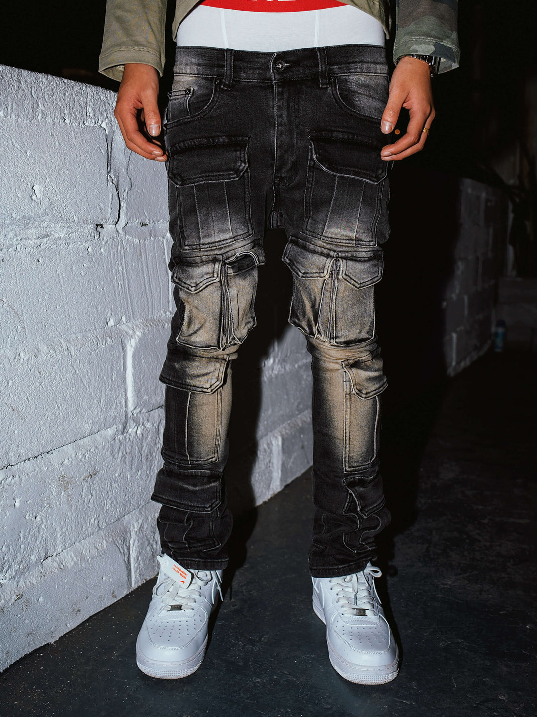 TGFCLUB Multi Pocket Washed Skinny Jeans | Face 3 Face