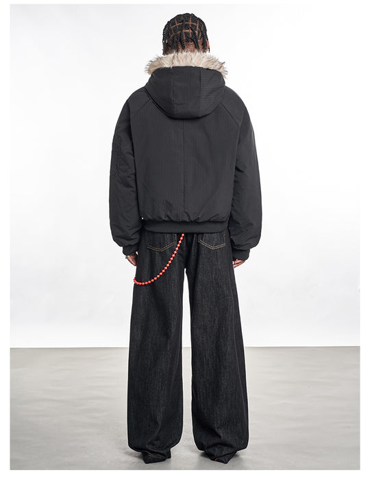 F3F Select Fur Lining Hoodie MA-1 Bomber Flight Jacket | Face 3 Face