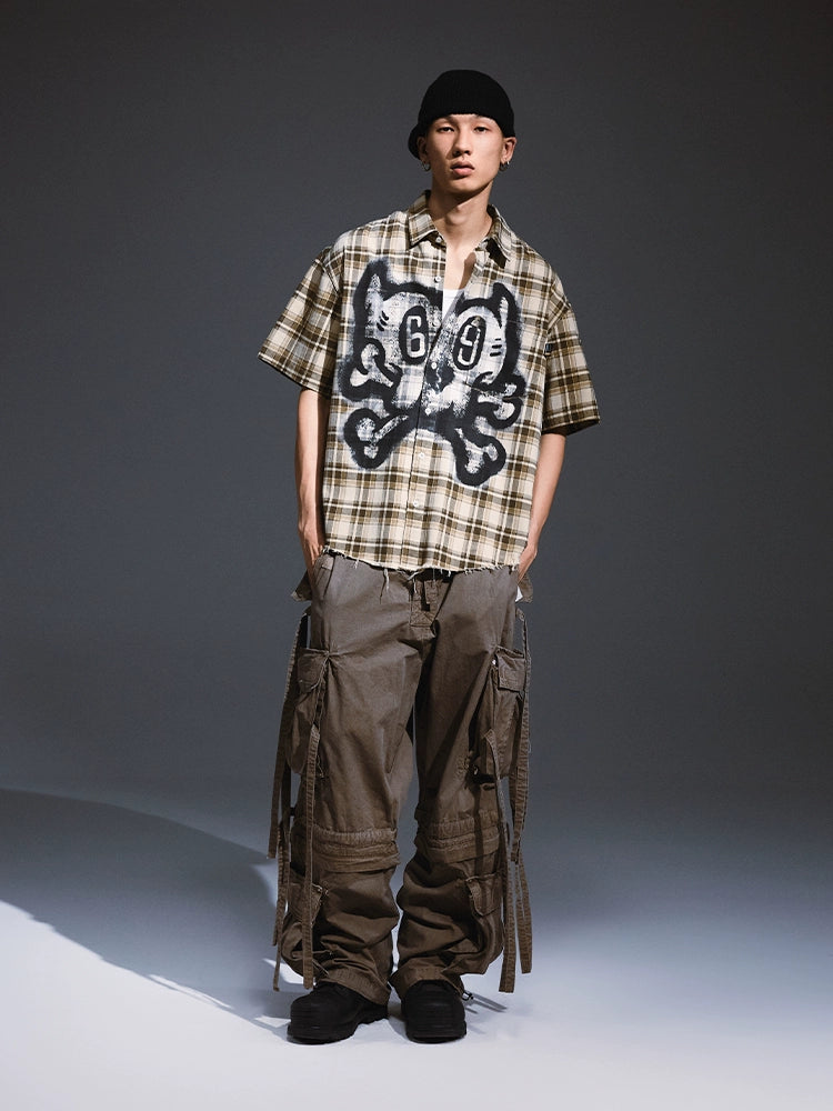 Remedy Skull Print Plaid Short Sleeve Shirt | Face 3 Face