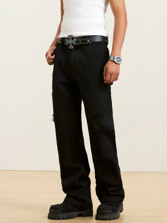 Small Town Kid Destroyed Washed Double Knee Pants | Face 3 Face