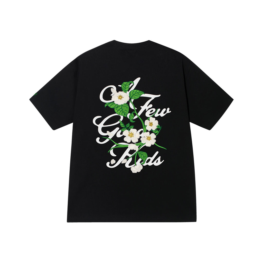 AFGK Flower Embroidered Logo Print Tee | Face 3 Face